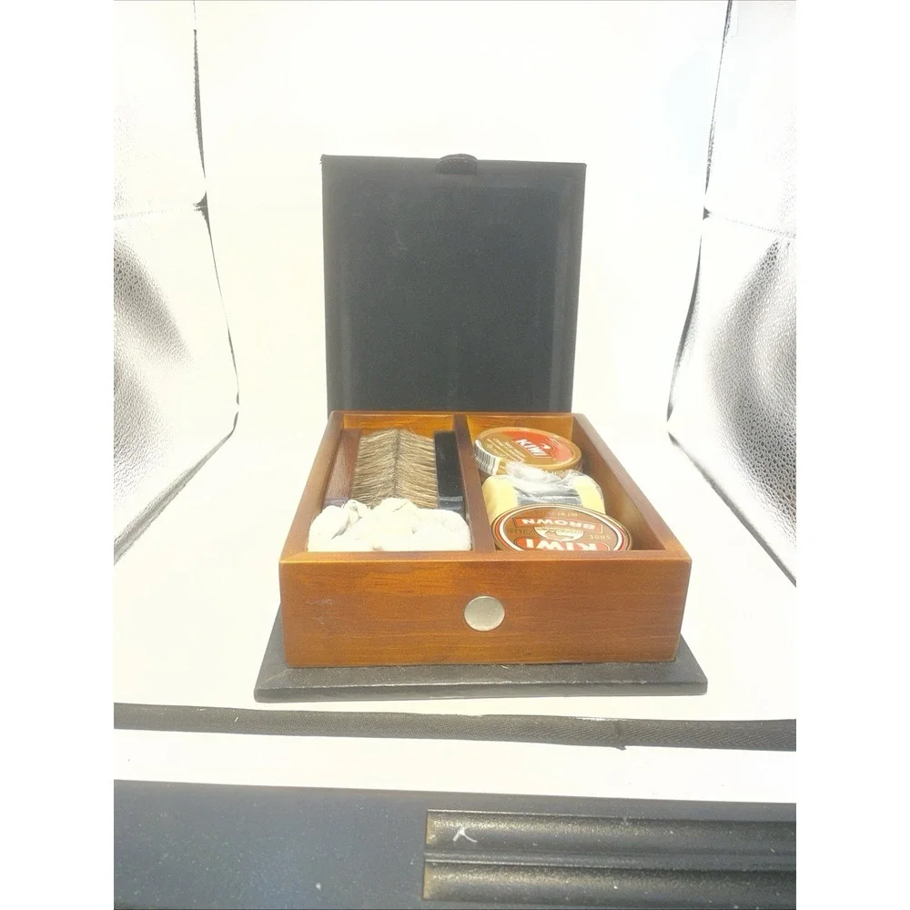 Vintage High-End Executive Shoe Shine Valet Box w/Accessories